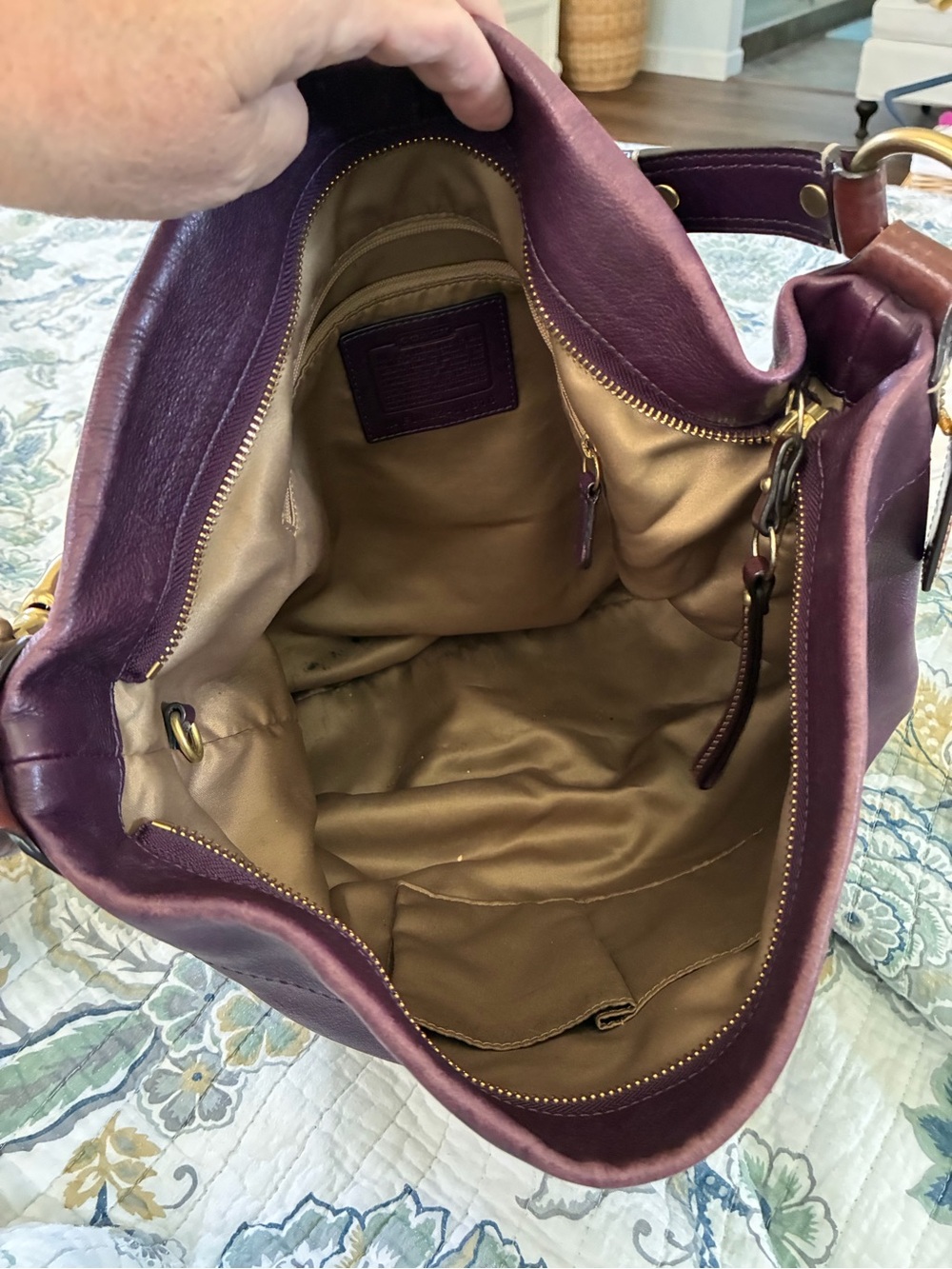 Authentic Coach Carly Y2K Maroon / Brown Leather Slouchy Hobo Shoulder Bag - Picture 7 of 9